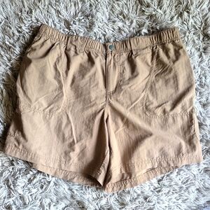 Columbia Khaki‎ Nylon Pull On Shorts  Women's Size Large Golf Fish Pool Box3